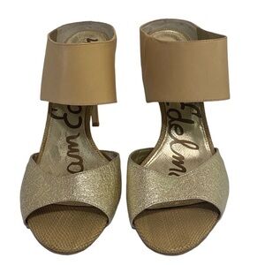Sam Edelman Scotti tan and gold high heel sandals Size 10